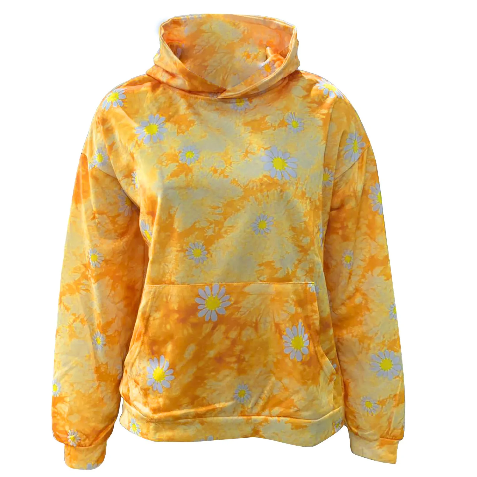 

Женские толстовки с маленькими маргаритками и карманами, свободная повседневная женская одежда, худи в западном стиле с принтом граффити, м...