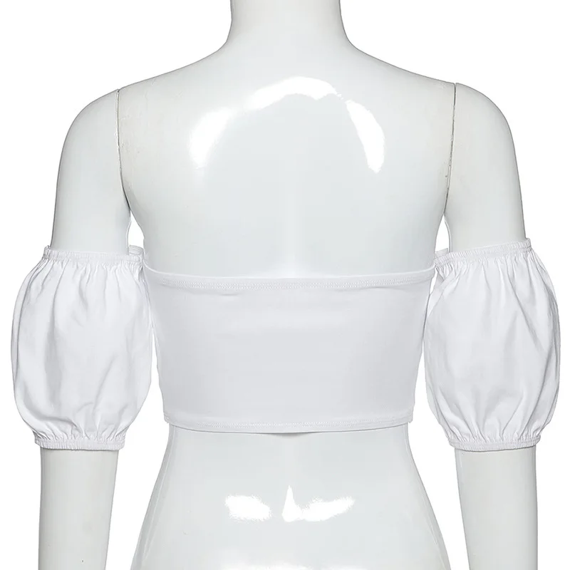 

Summer Fashion Slash neck casual lantern short-sleeved WhiteT-shirt women