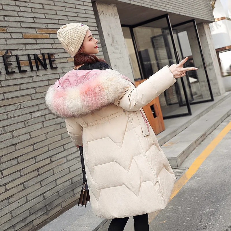 Новинка 2019 зимняя женская куртка длинное пальто с капюшоном Толстая теплая