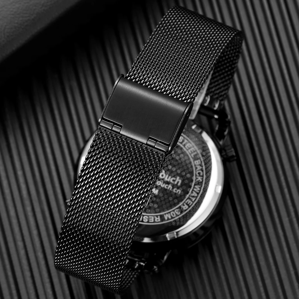 Кварцевые наручные часы с ремешком сеткой высококлассные мужские 2019 роскошные