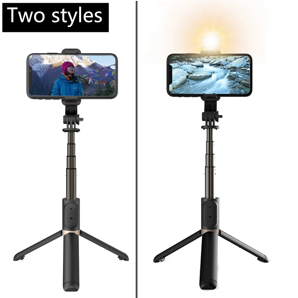 COOL DIER Aluminum alloy wireless bluetooth selfie stick expandable mini tripod foldable handheld monopod with LED fill light