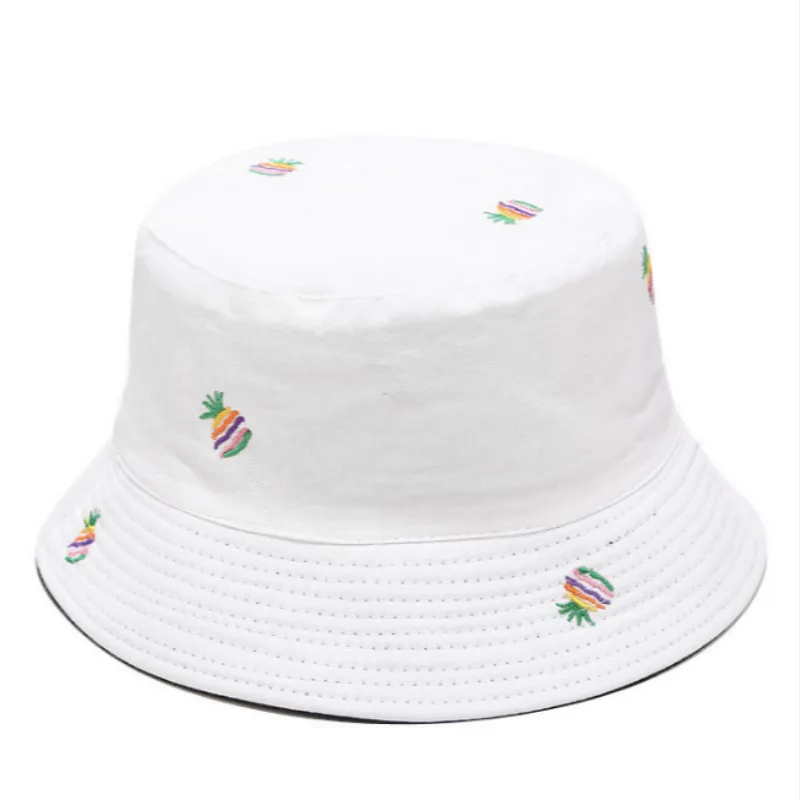 Панама с ананасом модная двухсторонняя Хлопковая женская шапка шляпа вышивкой