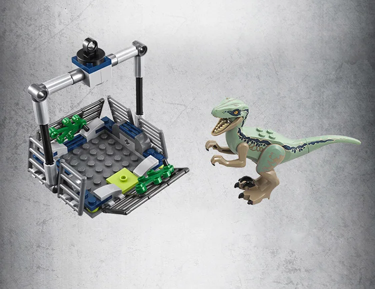 

433Pcs Jurassic World Blue's Helicopter Pursuit Bike Velociraptor Model Building Blocks Dinosaur Toy Brick