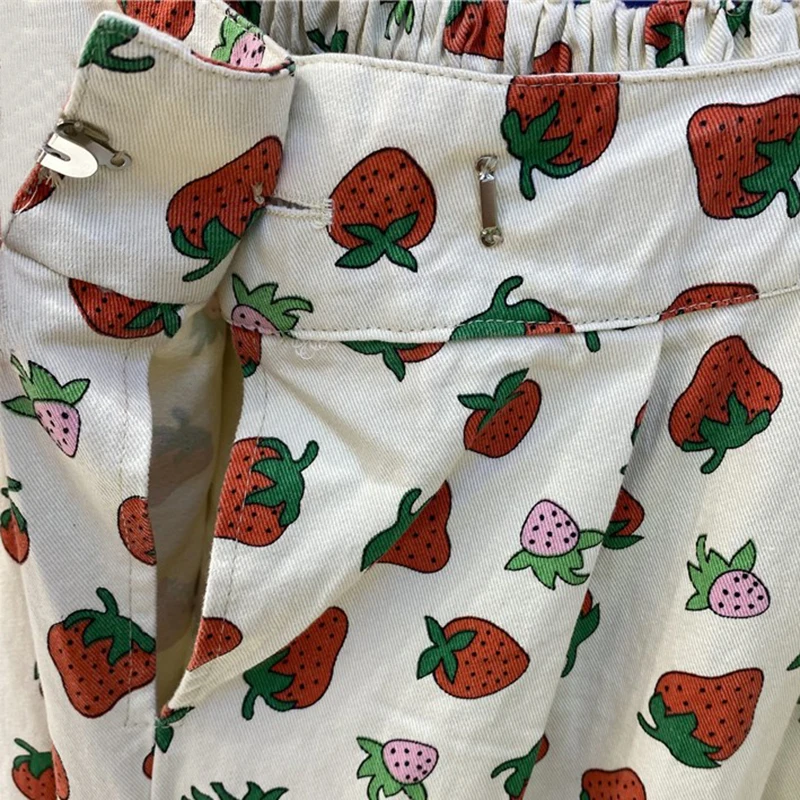 

Sweet Strawberry Harajuku Pant Women Straight Loose Sweatpants Kawaii Girls Aesthetic Pants Grunge Clothes High Waist Trousers