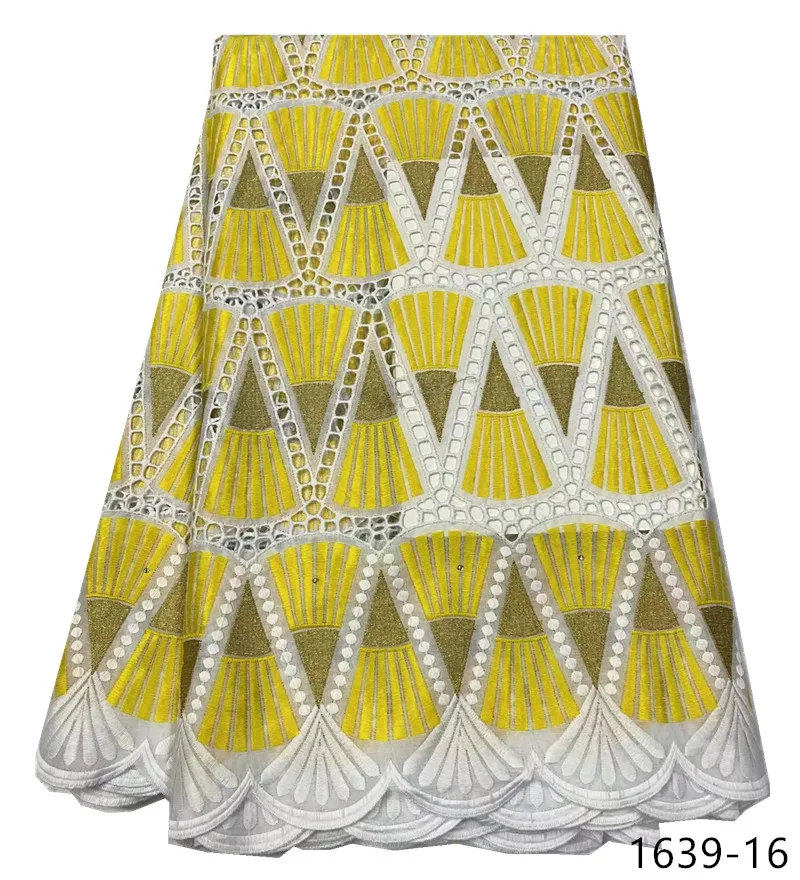 

Newest Hot Selling African Lace Fabric High Quality Lace Embroidery Cotton Nigerian Swiss Dry Lace Fabric For Party Dress 1639