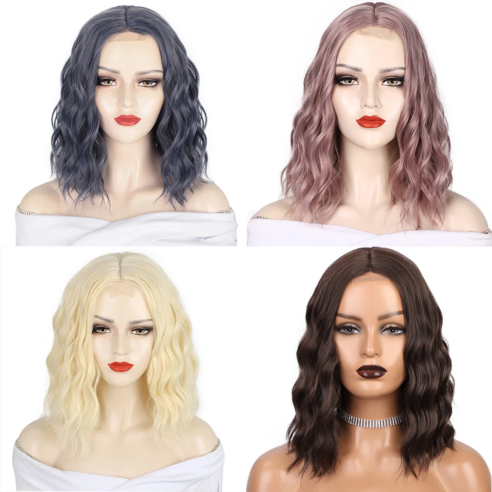 AISI Queen синтетический парик Короткие Волнистые Розовые Светлые Коричневые