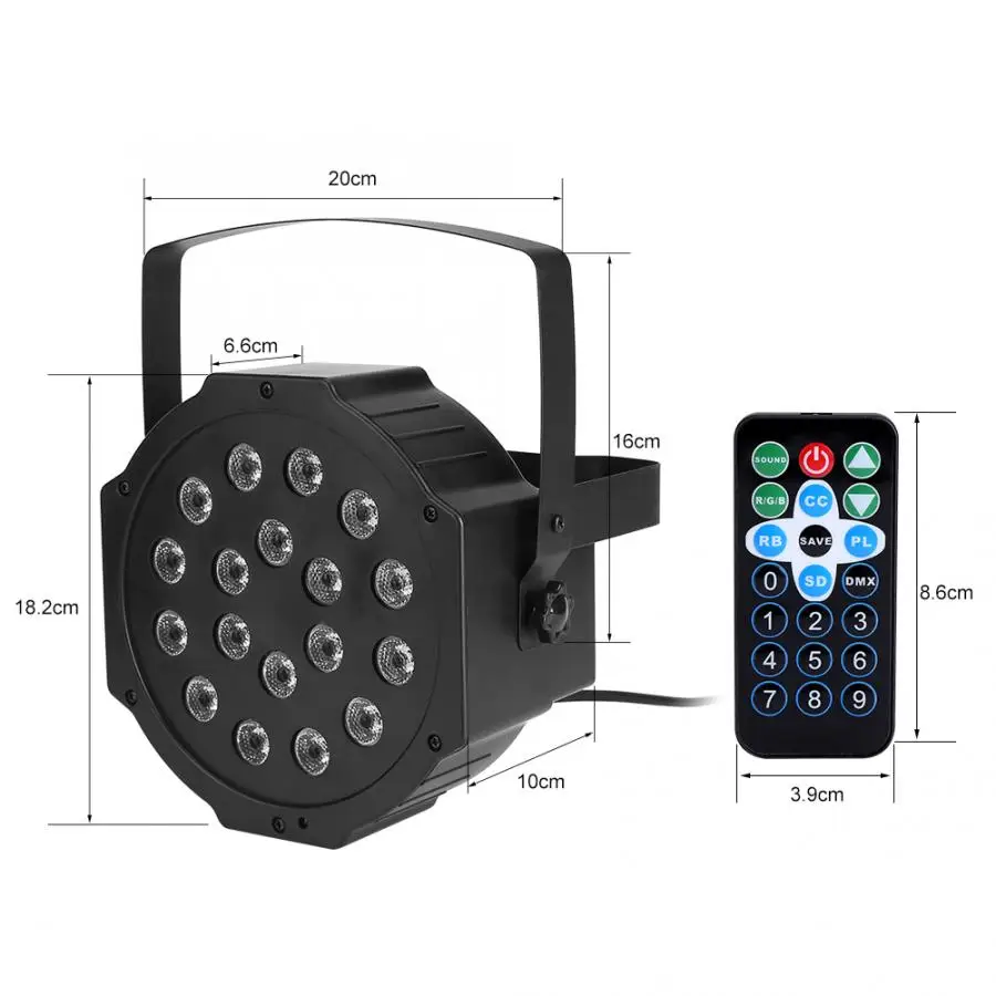 

Stage Light 18 LED Flat Par Lights RGB Lamp for Club DJ Party Stage Lamp DMX512 Control LED Stage Light