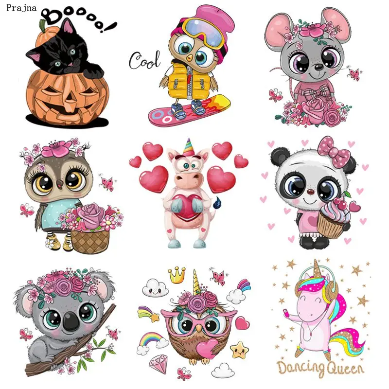 Prajna Мультяшные нашивки с животными утюжок на переноске горячие виниловые