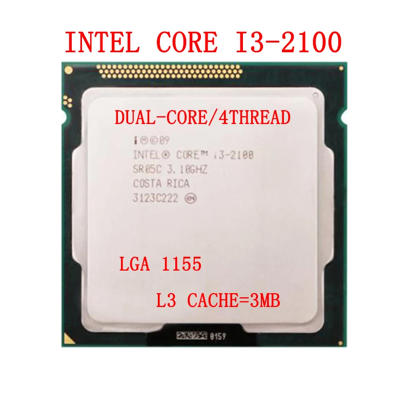 

PC Intel Core i3-2100 i3 2100 CPU 3.1GHz 3M Cache LGA 1155 65W Desktop Processor