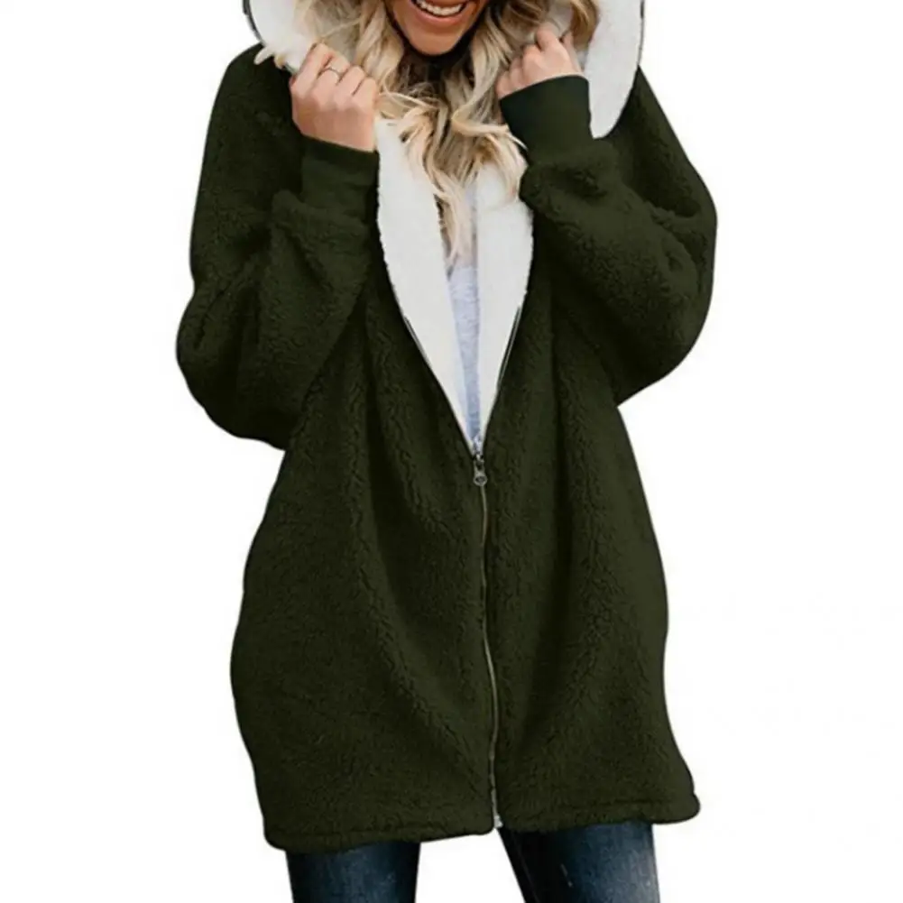 

Plush Sweatshirt Women Hooded Coat Solid Autumn Winter Clothes Zipper Long Sleeve Loose Sweatshirt Hoodies Women Coat Winter