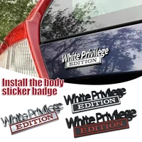 the original white privilege edition emblem fender badge car truck 3d letter emblem badge sticker decal