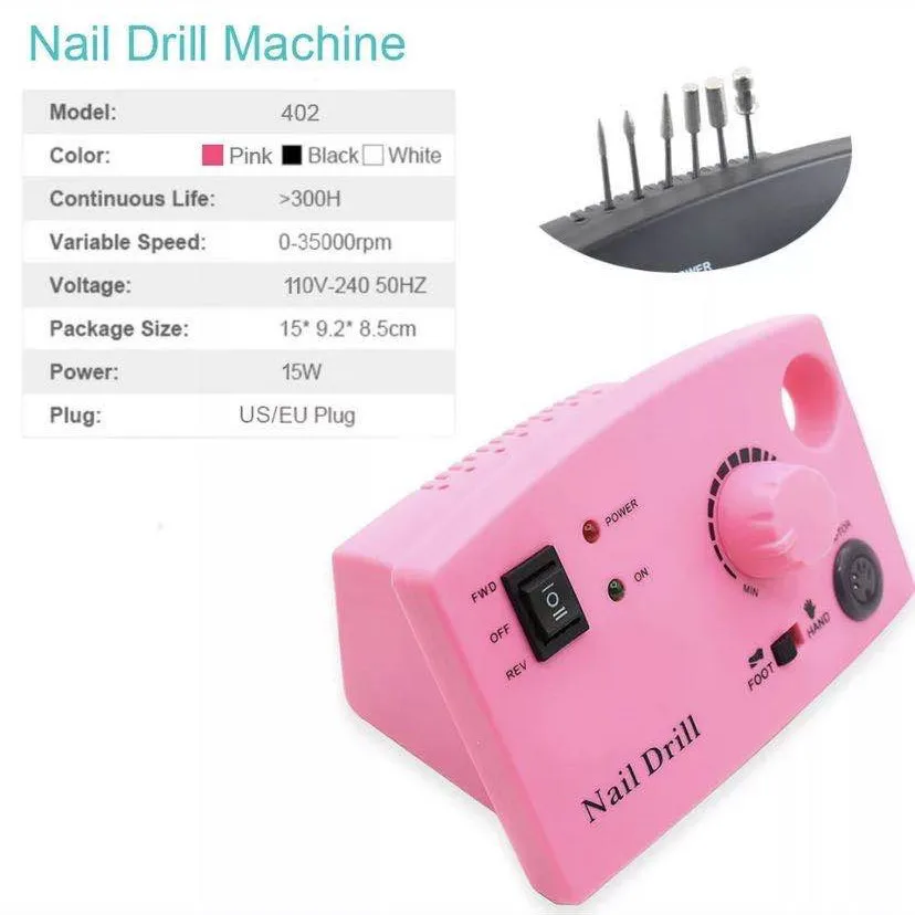 

Nail Drill Machine 35000RPM for Electric Manicure Drills Accessory With Milling Cutter Electric Nail File Sander Pedicure Tools