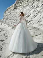 new detachable train princess wedding dresses long sleeves vestido de noiva lace appliques bridal gowns 2 in 1 ball gown
