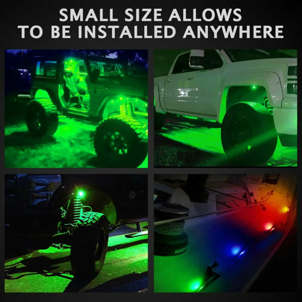 

Truck 6-LED Rock Light 12V/24V 8pcs DIY Style Emergency Lights Fog Light For JEEP Green Lamp