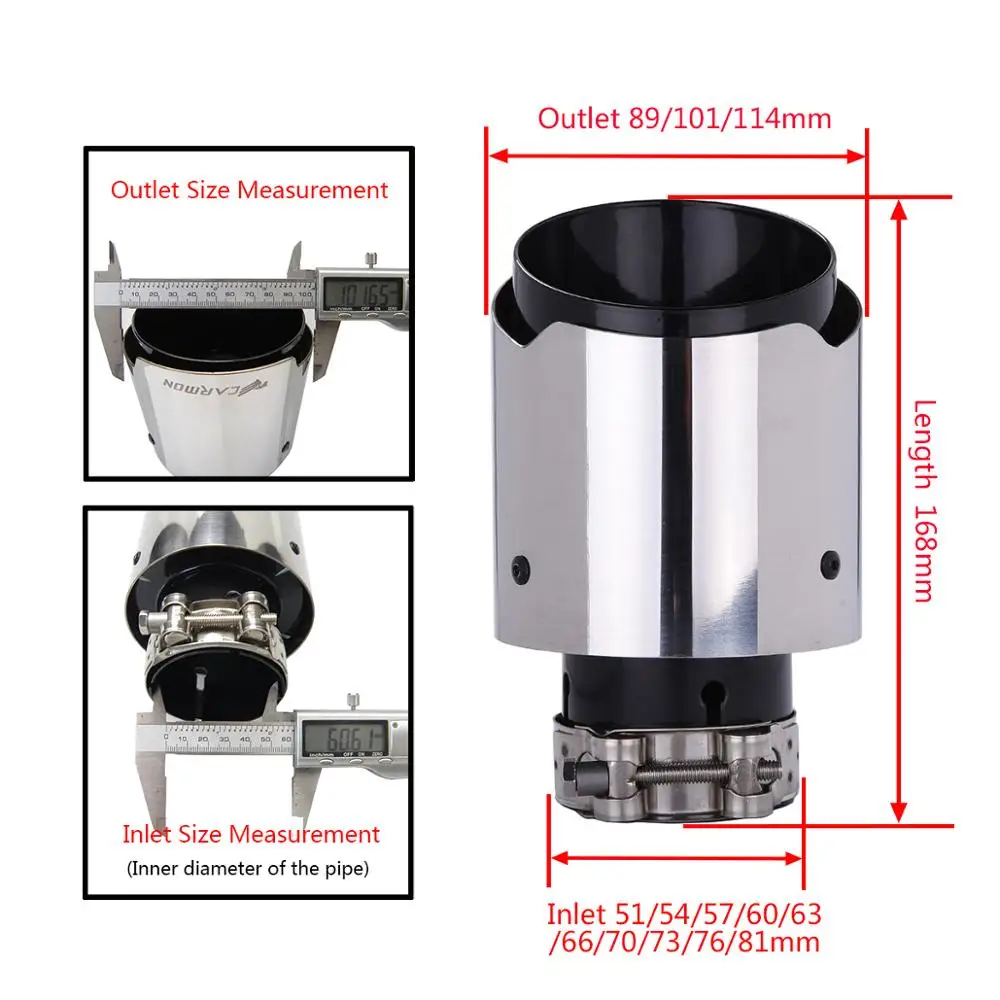 Универсальный автомобильный глушитель выхлопной трубы Carmon из нержавеющей стали