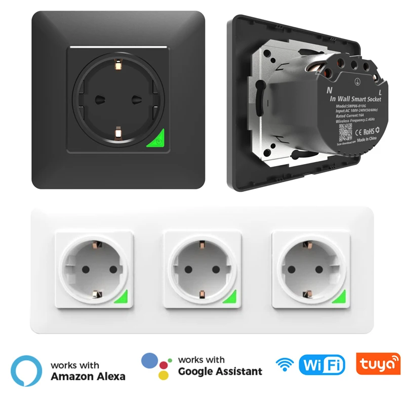 Умная настенная розетка Tuya с Wi-Fi 1/2/3 клавиш переменный ток