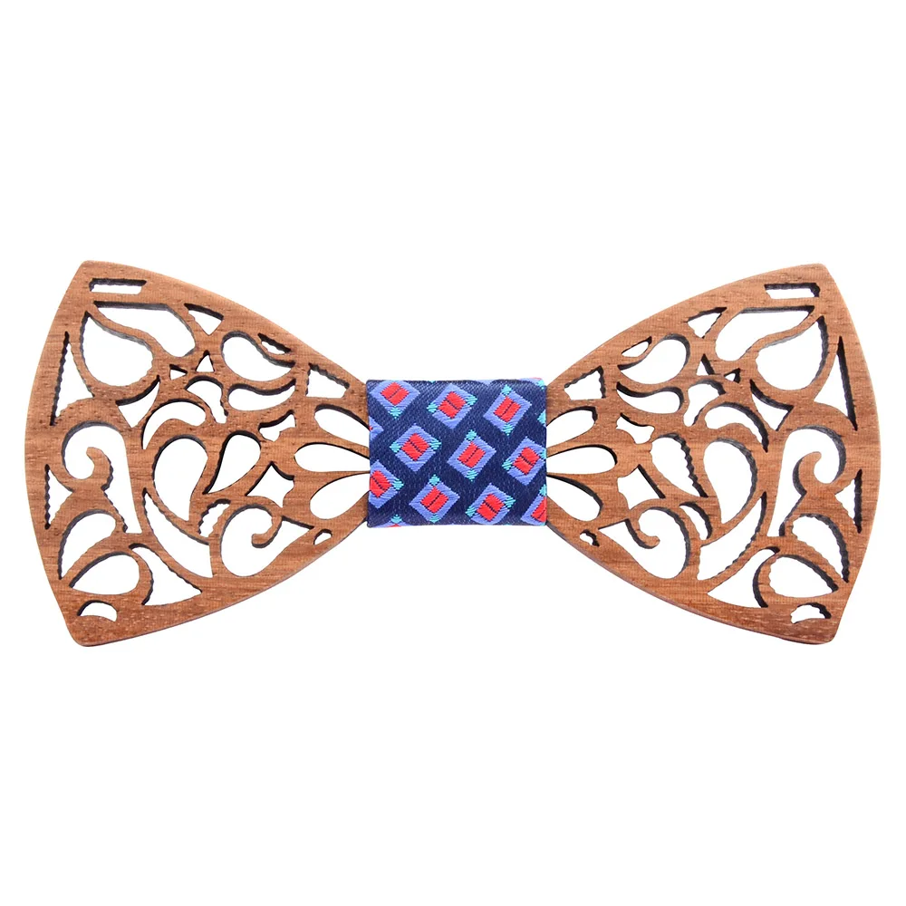 Новый Регулируемый вырезанный цветочный дизайн деревянный галстук бабочка