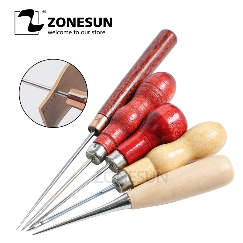 

ZONESUN инструменты для пробивки отверстий в технике пэчворк, искусственное ремесло с деревянной ручкой, шитье шилом, набор игл для шитья холщо...