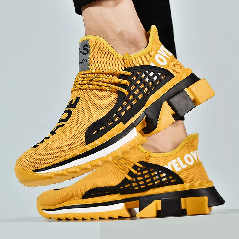 

Square Outsole Fashionable Men Running Shoes New Lightweight Breathable Comfortable Running Sneakers Outdoor All-match Men Shoes