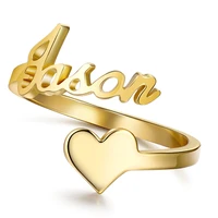 2021 fashion new 4 name rings stainless steel adjustable women family rings unique birthday gifts