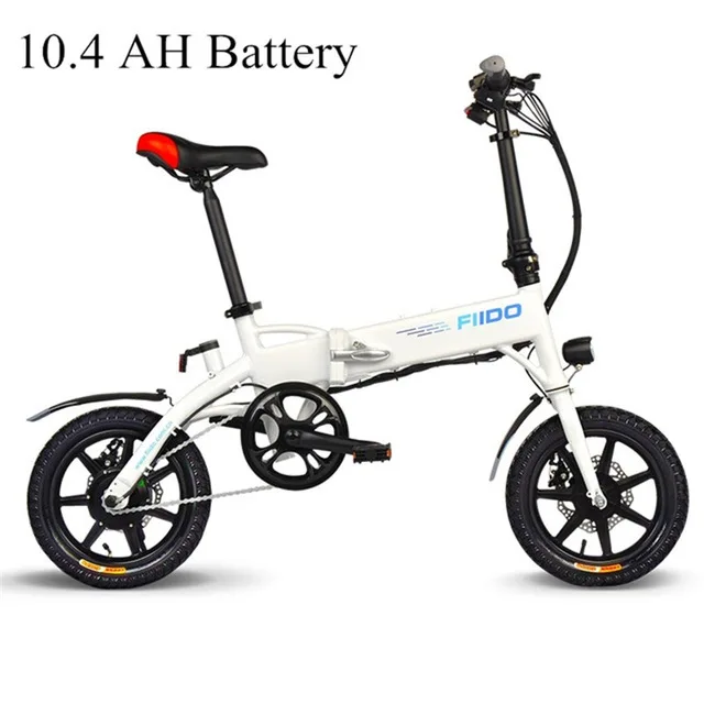 white 10.4ah Fiido D1 Folding Electric Bike Two Wheels Electric Bicycle 14 Inch 36V 250W Mini Adults Electric Scooter With Seat - Цвет: white 10.4ah