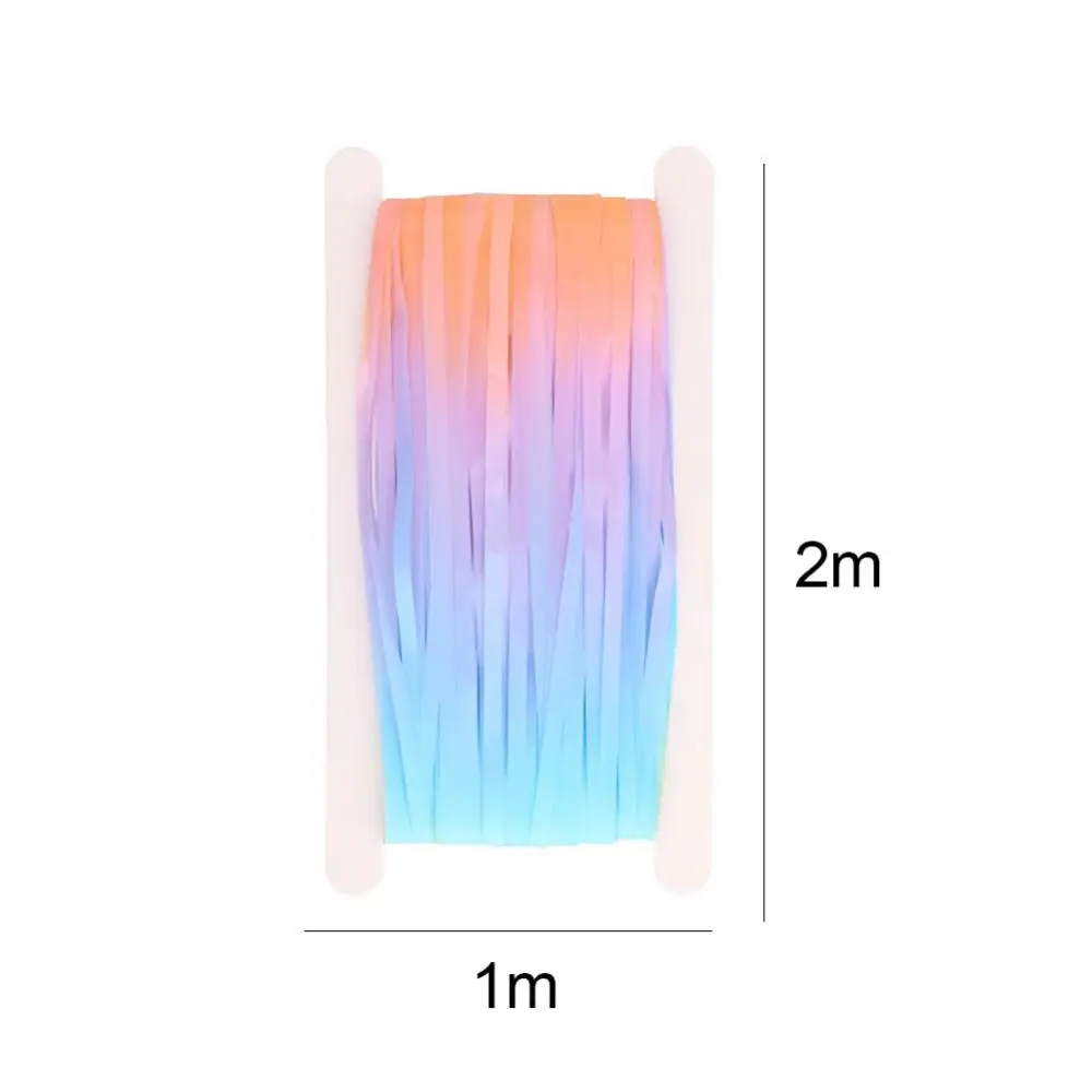 

Hot Sales PET Gradient Multicolor Glitter Tassels Backdrop Curtain Birthday Party Decor