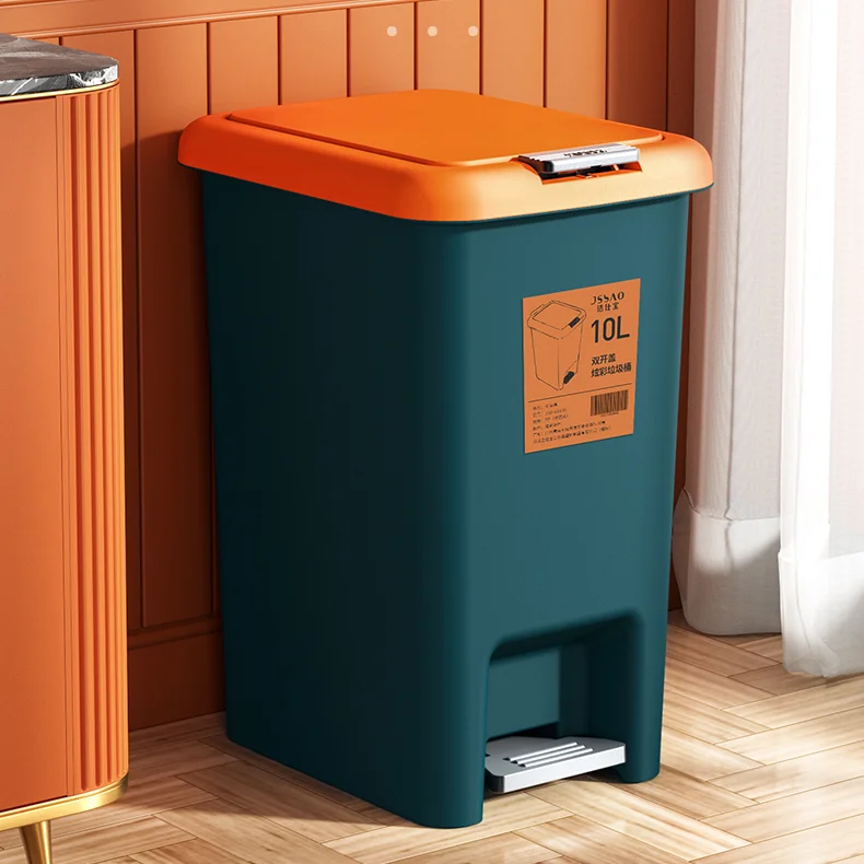 

Plastic Large Capacity Trash Can Push Lid Foot Pedal Simple Modern Trash Can Home Office Lata De Lixo Household Items BS50TC