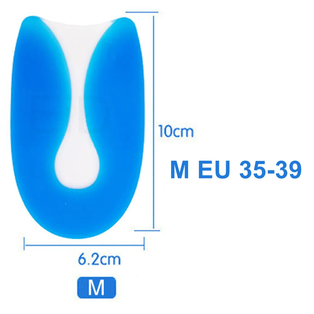 M EU(35-39) Силиконовый гелевый для ног боль u-образная Подошвенная фасциит пятки протектор пятки Подушка колодки обуви вставки стелька для мужчин и женщин - Цвет: M EU(35-39)