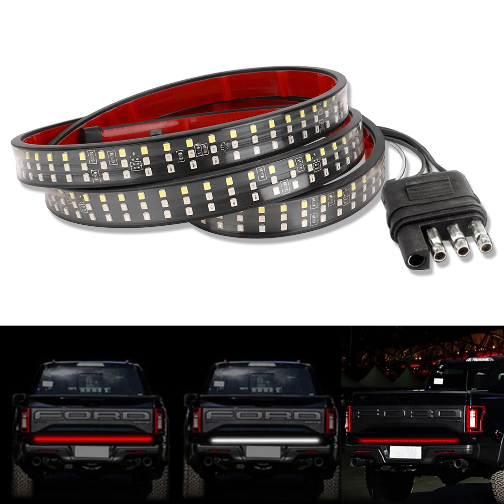 

3 Colors Flashing LED Strip Truck Trailer Accessories 60inch 1.5m Pickup Rear Turn Signal Lights Brake Stop Lamps 12V