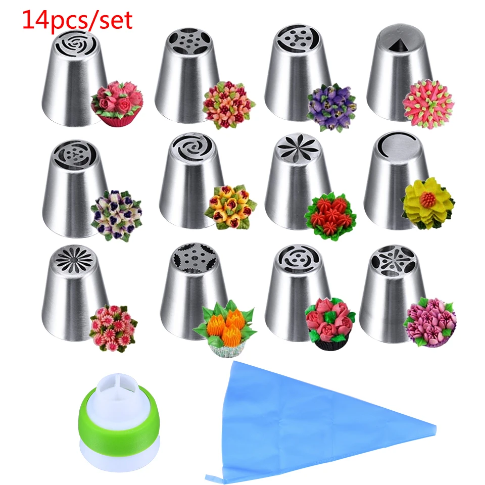 14 Pcs 1 Set Transhome Многофункциональный Набор насадок для украшения торта 106 шт./компл. Кондитерские насадки для крема/мешок торт проигрыватель стенд для выпечки инструменты для украшения тортов - Цвет: 14 Pcs 1 Set