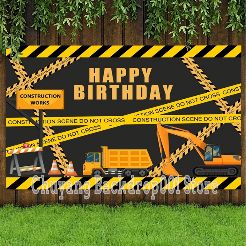 

Construction Theme Birthday Party Photography Backdrop Dump Truck Boy Photo Background Cake Table Decorations Photo Shoot Props