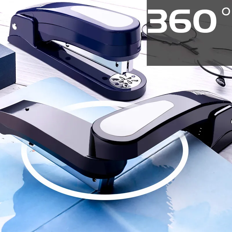 

360 rotatable Heavy Duty Stapler Use 24/6 Staples Effortless Long Stapler School Paper Staplers Office Bookbinding Supplies