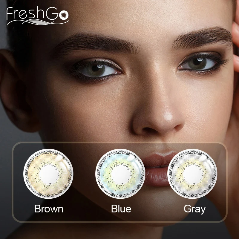 

FreshGo Colored contacts Lenses Edge Series Color Lens Eyes Natural Makeup Contact Lenses Colored Blue Green Brown 2pcs Yearly