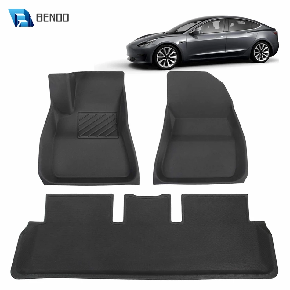 

BENOO Surround Floor Mat for Tesla Model 3 2017 2018 2019 2020 3D All-Weather Anti-Slip Waterproof Floor Liners Durable Mats