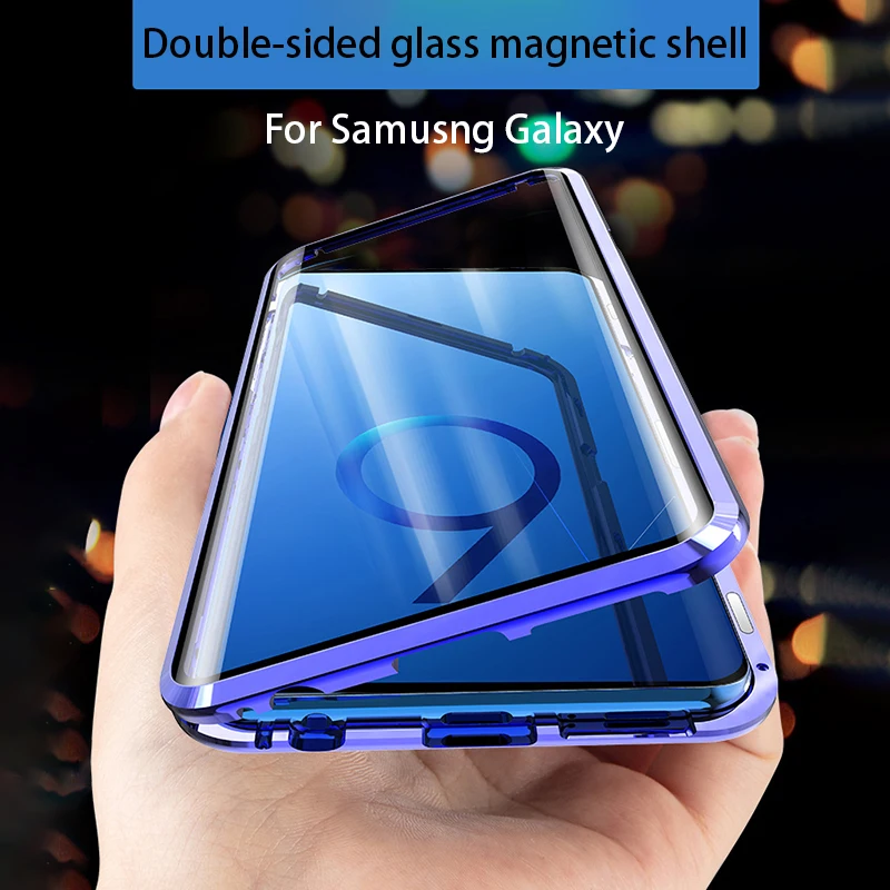 Двухсторонний магнитный металлический чехол для Samsung Galaxy S30 S20 S21 S10 S9 S8 Plus Note 20 UItra 10