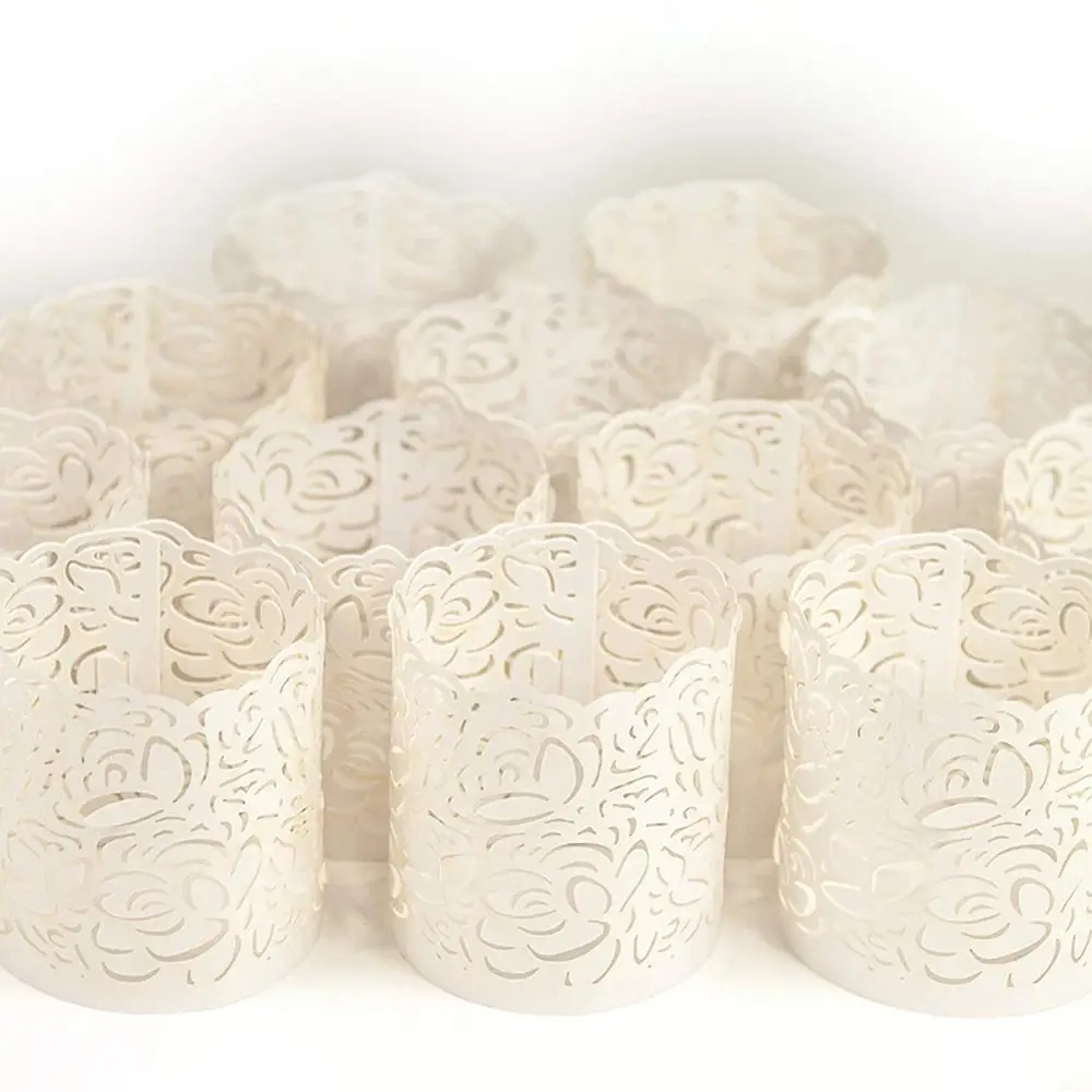 12 шт. Белая светодиодная подсвечник абажур бумага лазерная резка лист полые