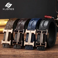 hjones men leather belt h buckle strap elegant high quality luxury brand for business men cowboy l4