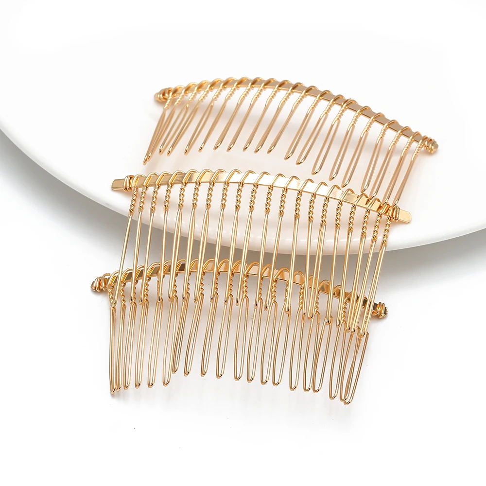 MEIBEADS 10pcs/lot DIY Hair Accessories Hair Supplies Steel Plate Inserted Comb Black Iron Silver 7.5* 3.6cm 20 Teeth UF7559