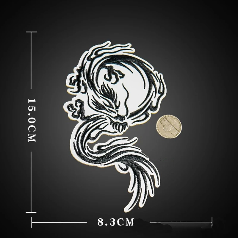 Высококачественные черные нашивки с китайским драконом вышитые мотивы нашивка