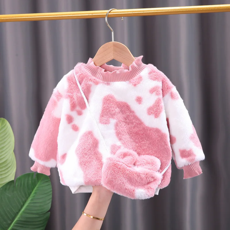 Sudadera de manga larga y gruesa para ni&ntilde;as, ropa de oto&ntilde;o e invierno-3