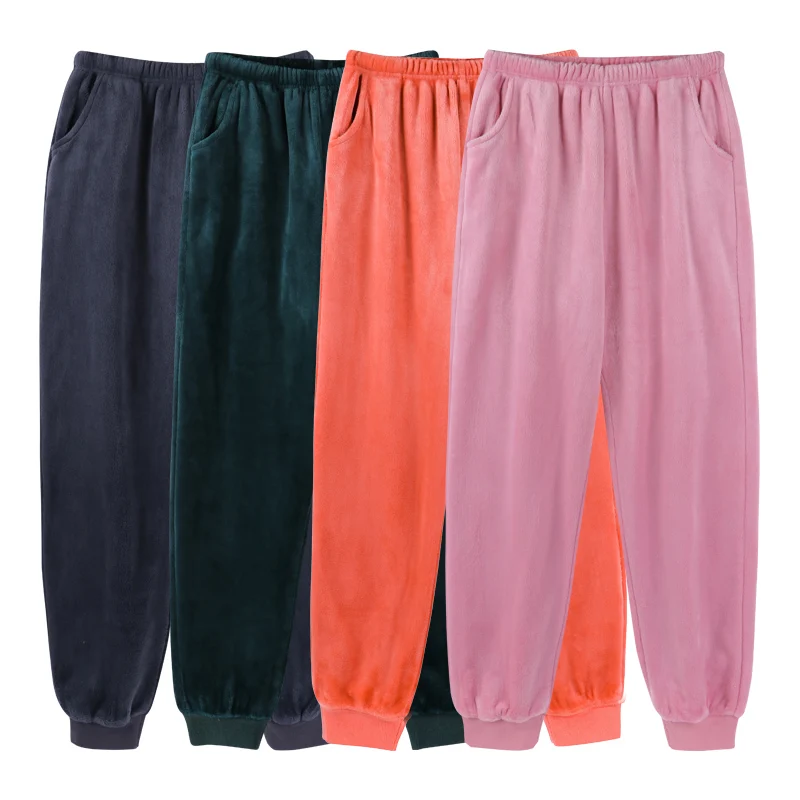 Фланелевые пижамные штаны женские зимние теплые для сна домашние