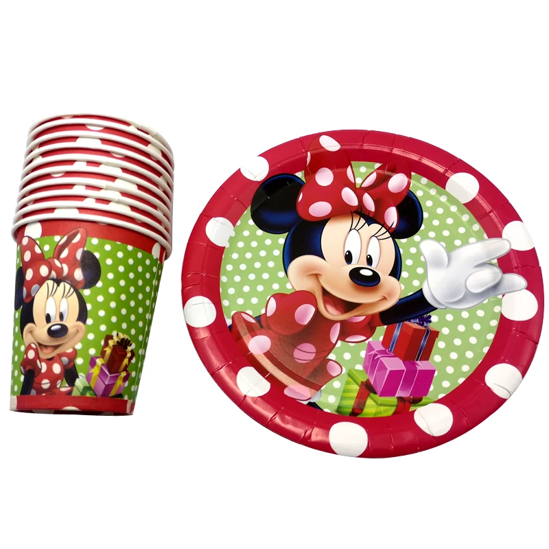 60pcs Baby Shower Dishes Glass Decoration Minnie Theme Plates Disposable Tableware Set Happy Birthday Party Cups For 30 People