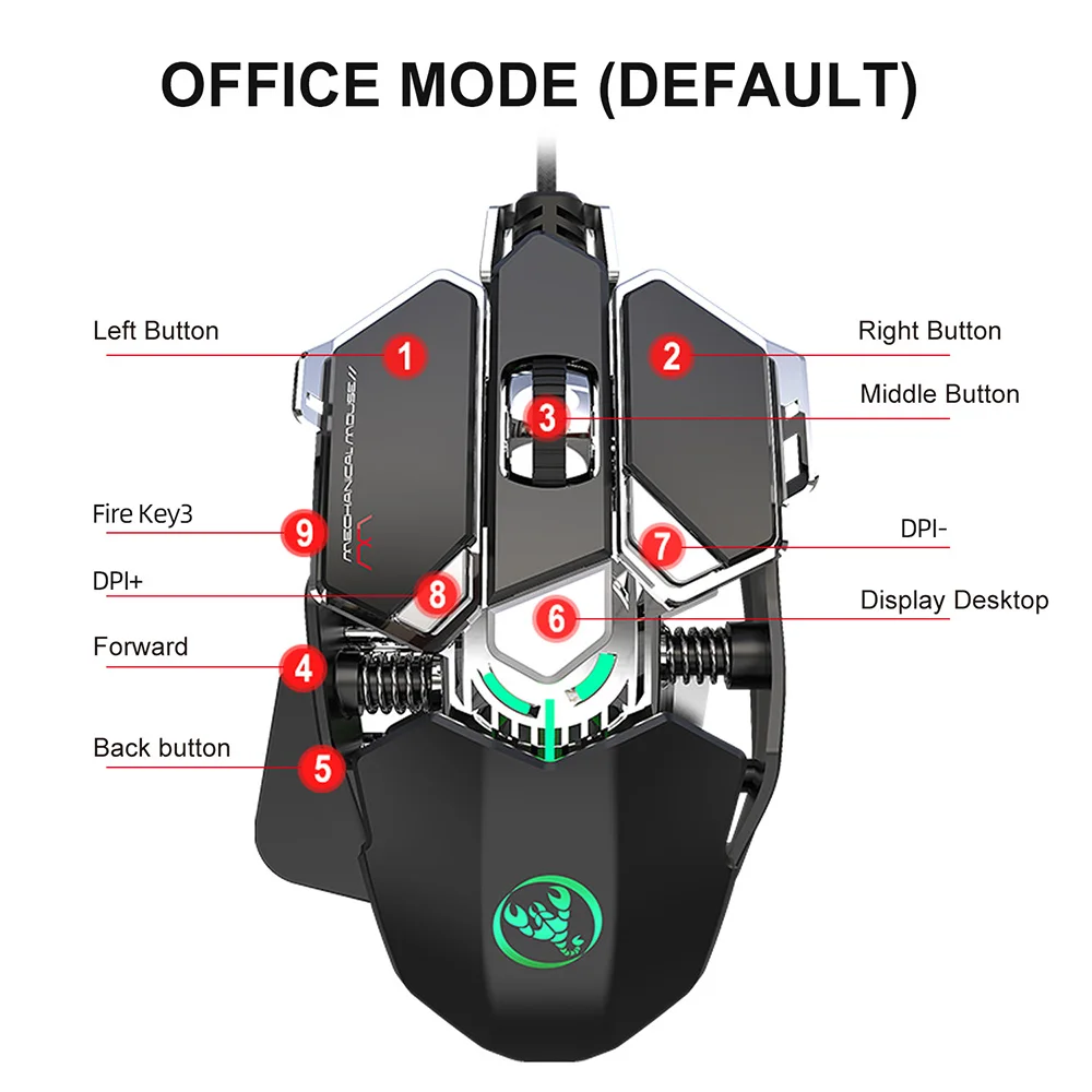 J600 механические макросы Define игровая мышь Проводная 6400 dpi 9 программируемых клавиш