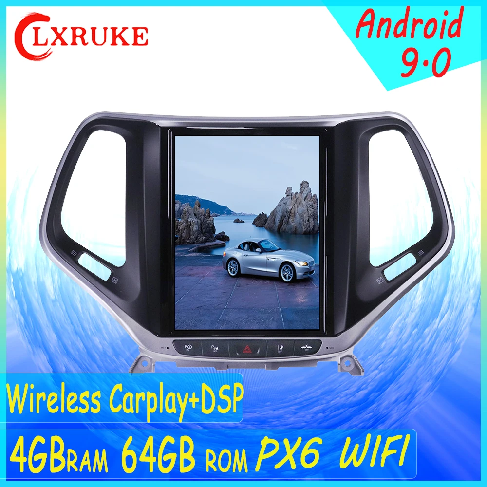 

Tesla screen Android 9.0 Car Multimedia Player For Jeep Cherokee 2014-2018 GPS Navi WiFi audio radio stereo head unit free map