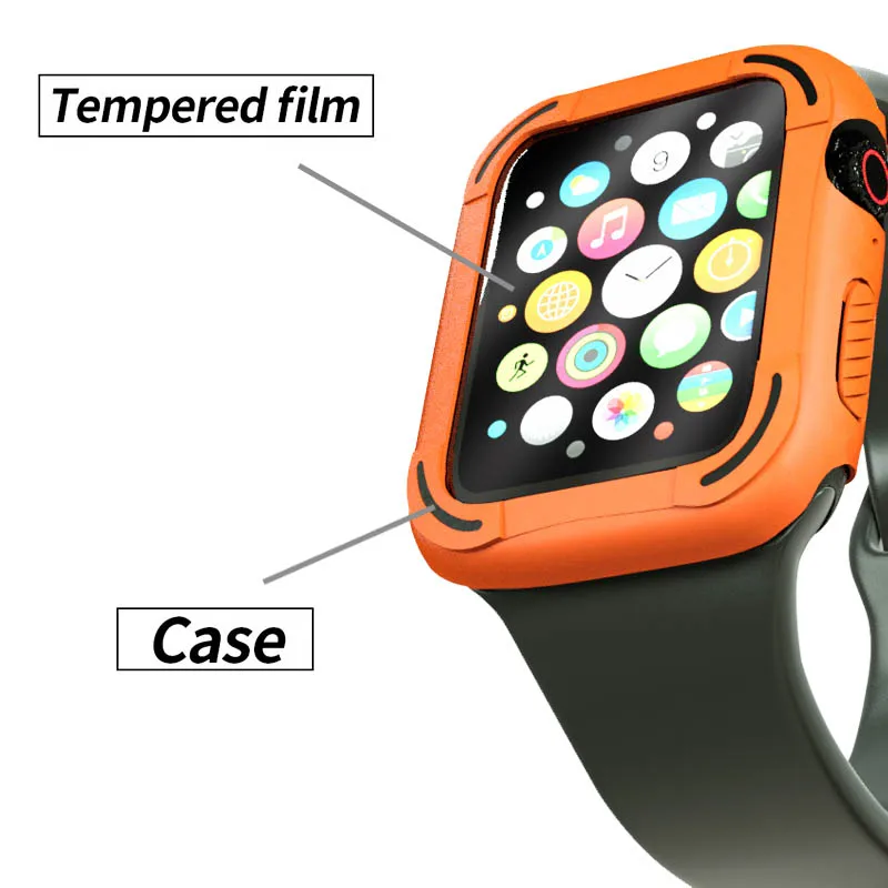 Glass Film PC Hard Matte Case for Apple Watch Series 6 SE 5 4 Scratch-resistant Cover 40mm 44mm Sport Bumper for Iwatch Shell