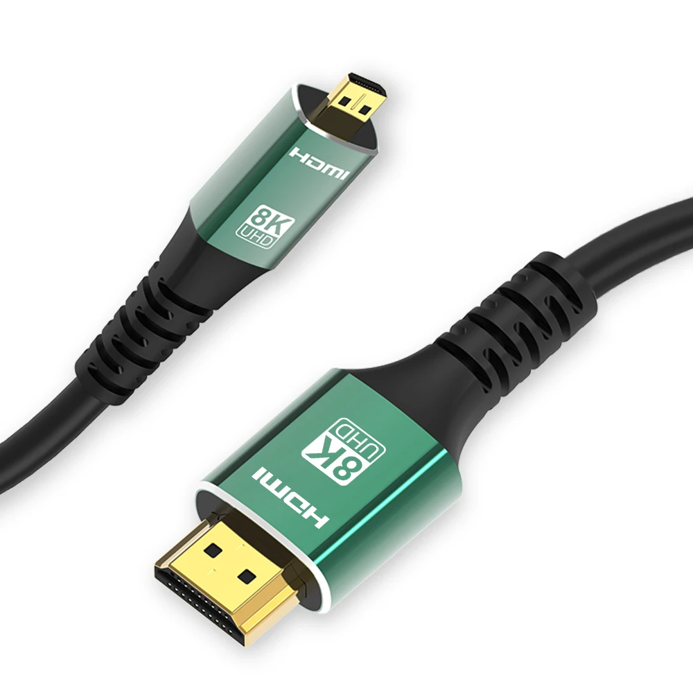 Micro HDMI-compatible to HDMI-compatible 2.1 cable 8K@60Hz 4K@120Hz Male to Male Ultra HD HDR adapter For Tablet Digital cameras