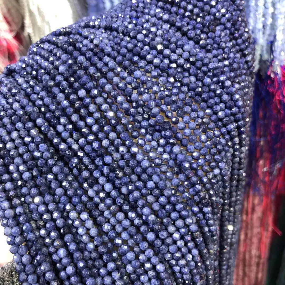 Натуральные синие сапфиры 2 5 мм круглые маленькие граненые бусины россыпью для
