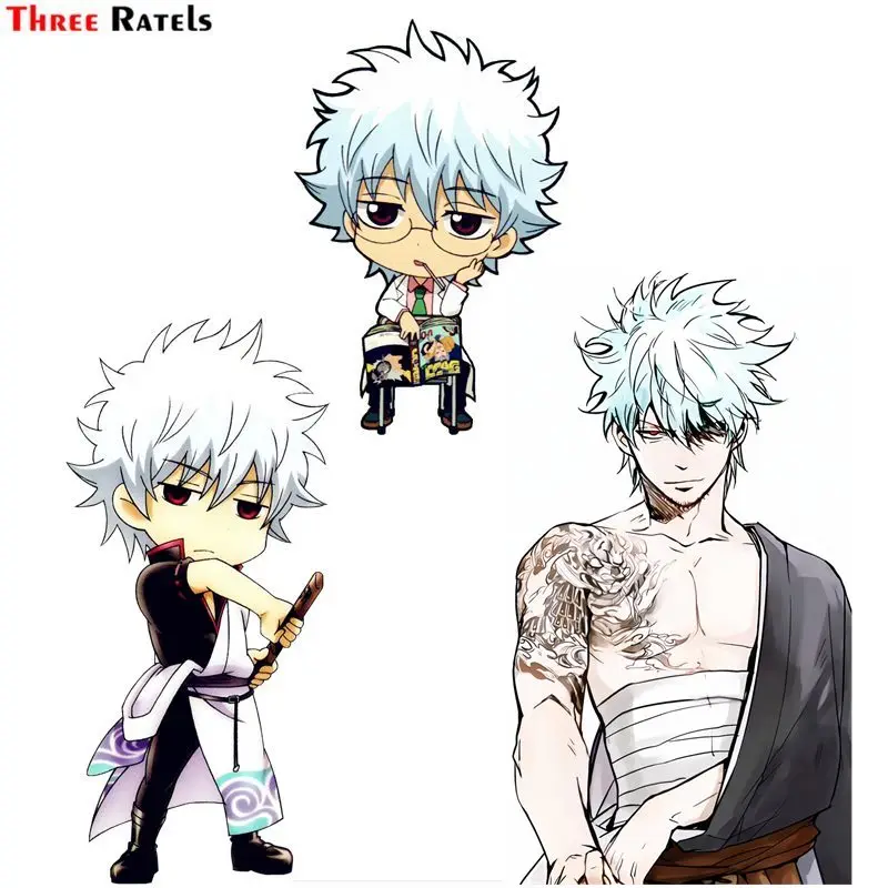 

Three Ratels FC877 chibi sakata gintoki gintama Silver Soul Anime car windshield sticker laptop decal