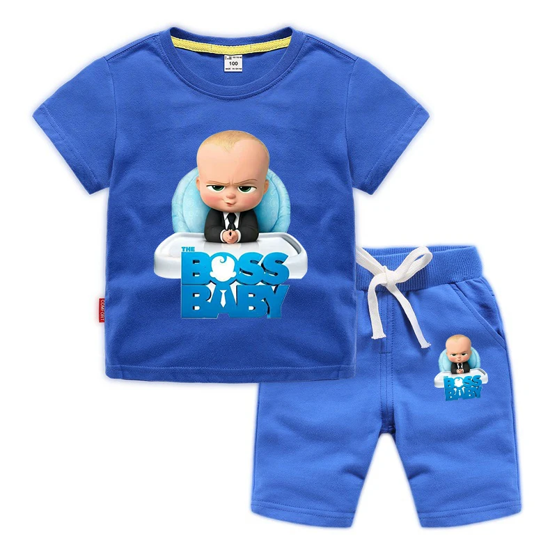 

1-10Years Summer 2020 The Boss Baby Clothing Boy Summer Set Girl Set Clothes Shirt Tshirt+Shorts 2pcs Set Kids