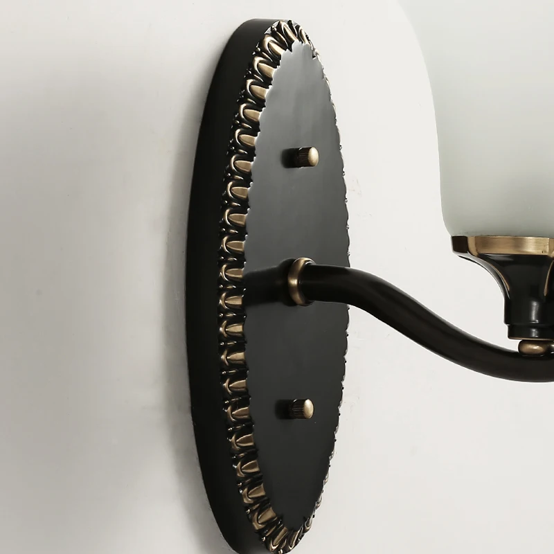 

FKL European Copper Black Wall Lamp Living room Bedroom Bedside Lamp TV Wall Creative Lamps American Wall Lamp